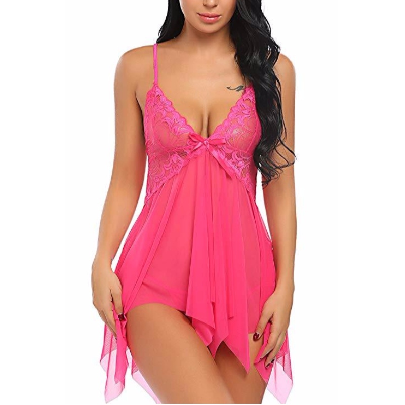Lása Lingerie Sexy mBan Babydoll V Muineál Sleepwear Strap Chemise i roinnt dathanna ardaigh-fhoireann