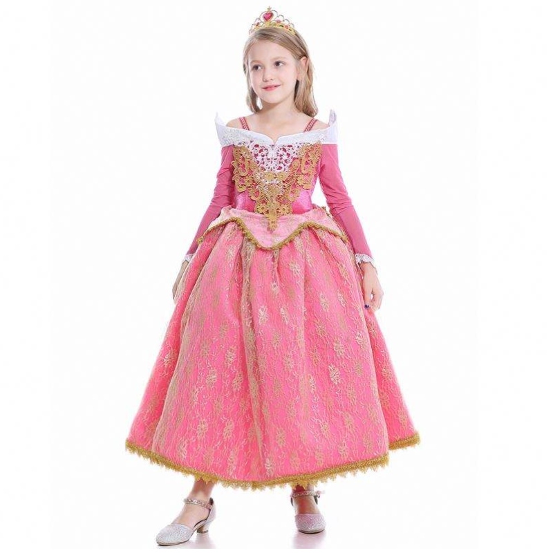Gúna cailíní áilleacht codlata banphrionsa banphrionsa aurora gúna lása cosplay éadaí feidhmíochta D0701 SMR026