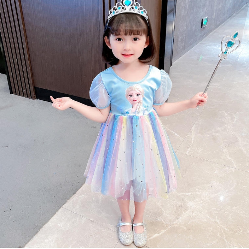 Gúna Banphrionsa Elsa Déagóirí Éadaí Earraigh agus an Fhómhair Leanaí Breithlá Cóisir Breithlá Gúnaí Éadaí Cosplay