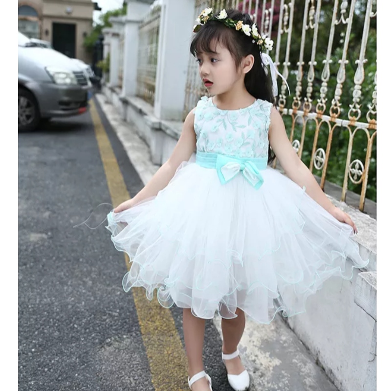 Gúna Lása Bláth Bán Bán 3D Aois ar feadh 3 - 9 bl Little Girls Christmas Gúna Nollag Geimhreadh Nua an Fhómhair Gowns Tráthnóna Cailíní Frocks