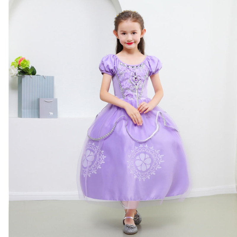 Gúna Sofia Banphrionsa Do Chailíní Kids Cosplay Puff Sraitheanna Sraitheanna Sraitheanna Páirtí Páirtí Breithlá Leanaí Gúna Ball Ball Feisteas Fancy