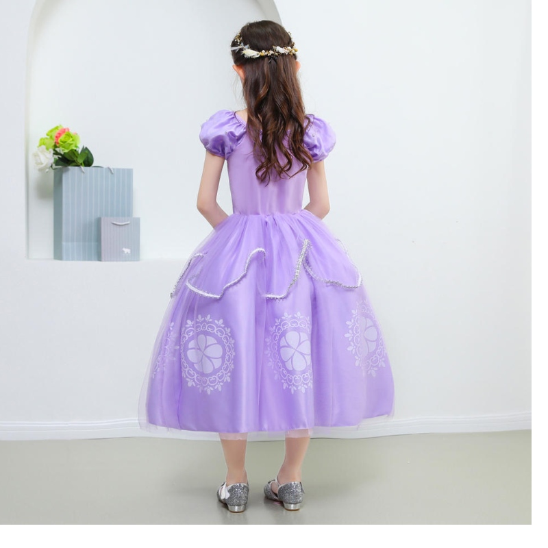 Gúna Sofia Banphrionsa Do Chailíní Kids Cosplay Puff Sraitheanna Sraitheanna Sraitheanna Páirtí Páirtí Breithlá Leanaí Gúna Ball Ball Feisteas Fancy
