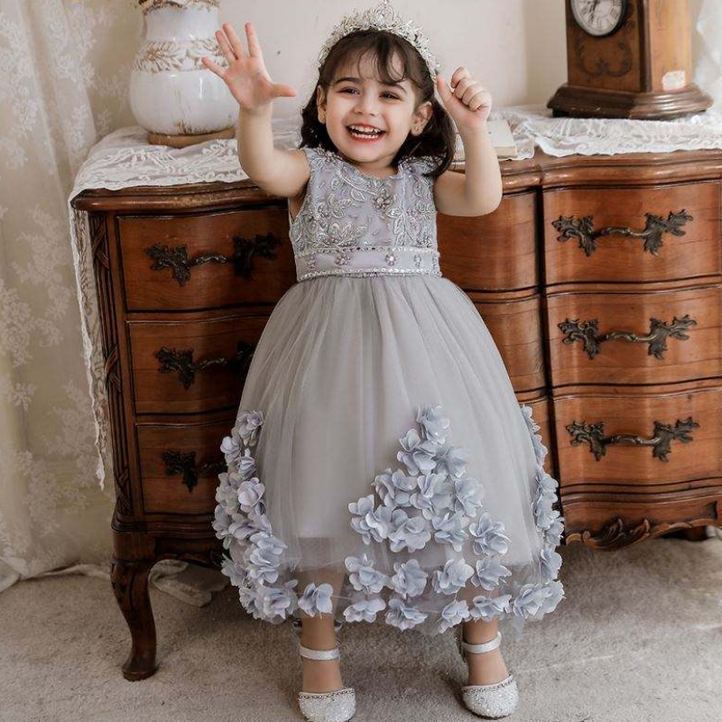 Baige Tuirc Stílna Tuirce páistí Frock Girl Gred Gúna Baige Kids Breithlá Gúna 2years N2103