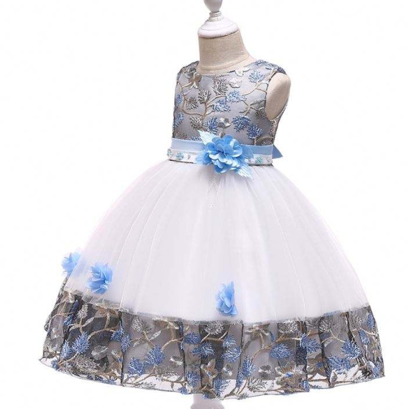 Teachtnua Flutter sleeveless cailín cailín leanbh gúna cóisir lá breithe leanaí dearaí frocks do pháistí 8 mbliana d’aois L5045