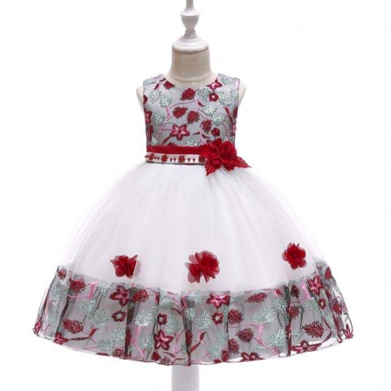 Teachtnua Flutter sleeveless cailín cailín leanbh gúna cóisir lá breithe leanaí dearaí frocks do pháistí 8 mbliana d’aois L5045