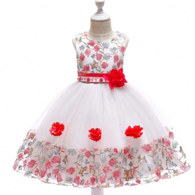 Teachtnua Flutter sleeveless cailín cailín leanbh gúna cóisir lá breithe leanaí dearaí frocks do pháistí 8 mbliana d’aois L5045
