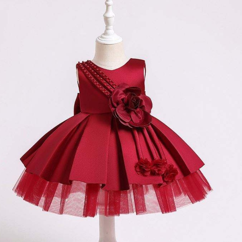 Gúna cóisir leanbhnuaborn baige do 0-2 bliana páistí Samhradh Satin Frock Leanaí Gúnaí Breithlá XZ001