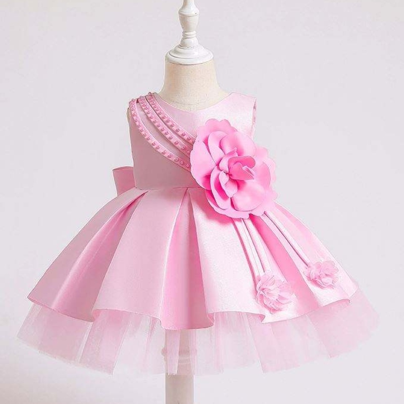 Gúna cóisir leanbhnuaborn baige do 0-2 bliana páistí Samhradh Satin Frock Leanaí Gúnaí Breithlá XZ001