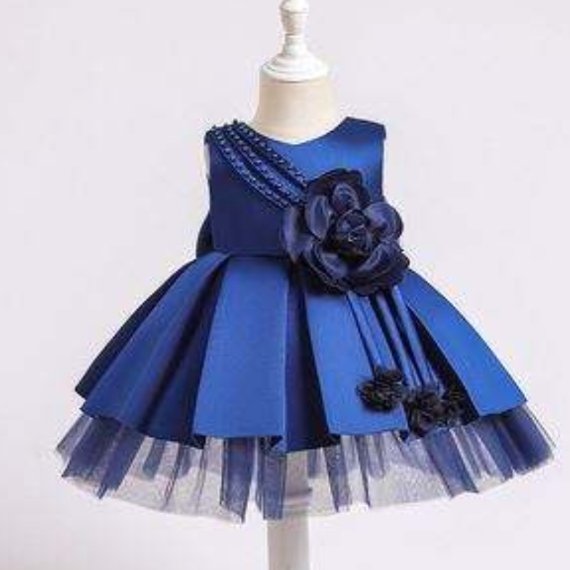Gúna cóisir leanbhnuaborn baige do 0-2 bliana páistí Samhradh Satin Frock Leanaí Gúnaí Breithlá XZ001