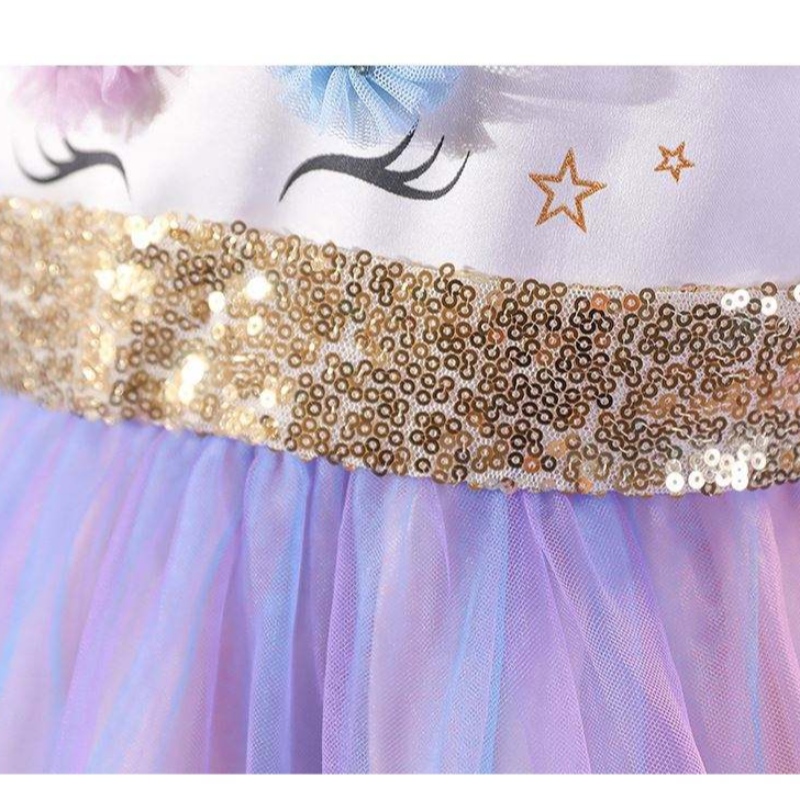 Baige unicorn tutu tutu gúna páirtí gúna unicorn gúna cailín banphrionsa éadaí