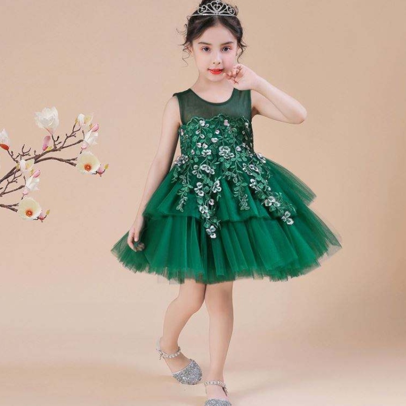 Baige sleeveless císte applique bláth gúna chic gúnaí leanbh gúnaí cailíní éadaí