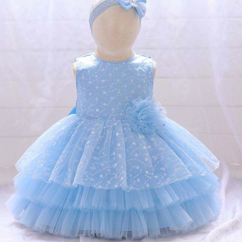 Baige sleeveless gúnaí cóisirnuanaíonán gúna cailín bláth Dearthaí frock leanbh 2years L2010XZ