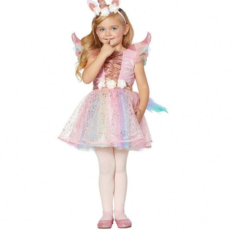 Sciorta tulle seicheamhaí lonracha baige baige le headband saor in aisce agus le cailín sciathán cailín éadaí Oíche Shamhna éadaí unicorn