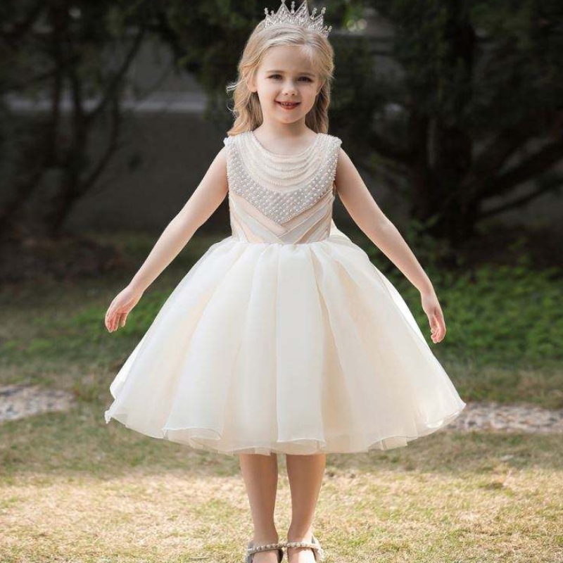 Baige Nua Samhlacha Cailíní Gúnaí Cóisir Chailíní Chiffon Flower Flower Summer Samhradh Boutique L5300
