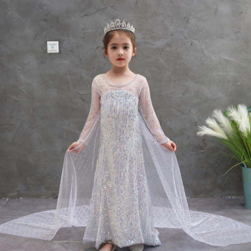 Snow Queen 2 Elsa Anna éadaí Leanaí Gúnaí Cailín Cóisir lá breithe Oíche Shamhna Gúna Cosplay le Rinn Fada Shining