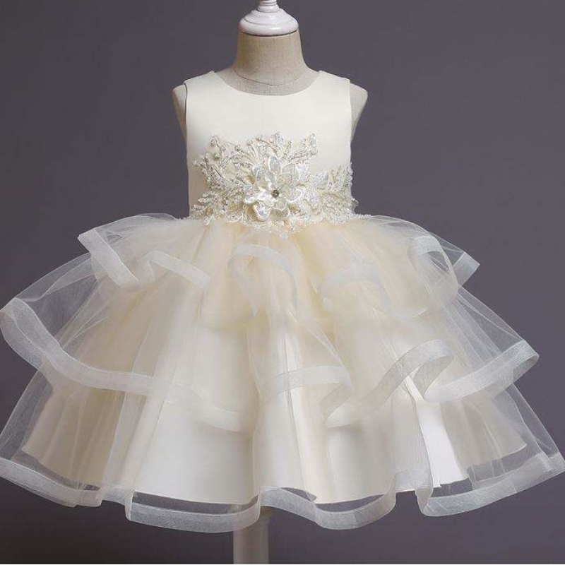 Gúna cailín bláthanna baige páistí páistí gúna leanbh tutu tutu gúna banphrionsa le héadaí lá breithe glúine bead