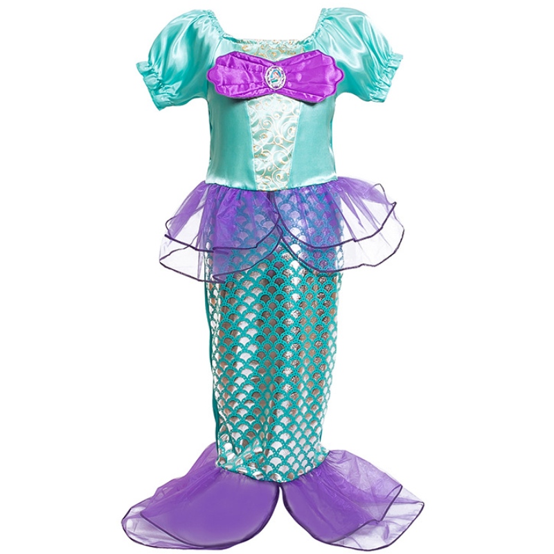 Cailín beag mermaid banphrionsa mhaisiúil gléasadh suas éadaí éadaí leanaí gúnaí samhraidh páistí éadaigh cóisir lá breithe Oíche Shamhna