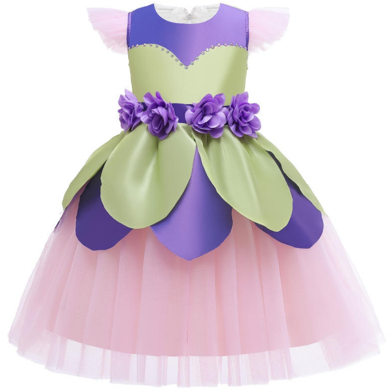 Gúna fairy gúna cailíní páistí corcra purple patchwork éadaí fialsíola gleoite gleoite cultacha feidhmíochta céim leanaí