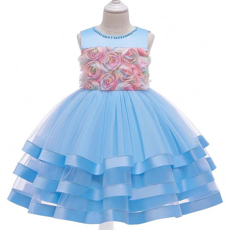 2020 Gúna Cailíní Pageant an Gúna is déanaí Gúna páistí Dearthaí Floral Layered Gowns do Leanaí L5196
