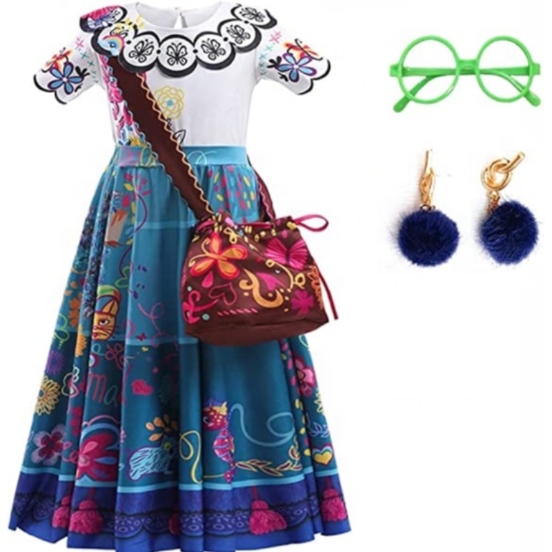 Baige Mirabel Cosplay Covesume Kids Children Leanaí Fancy Carnival Oíche Shamhna Gúna Banphrionsa Encanto Madrigal Gúna