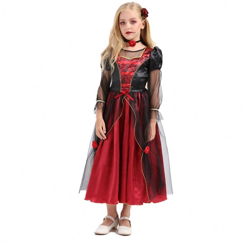 2022 Cáilíocht Éadaí Éadaí Oíche Shamhna Cáilíochta Éadaí Cosplay Cailín Vampire le haghaidh 10-12y HCVM-001