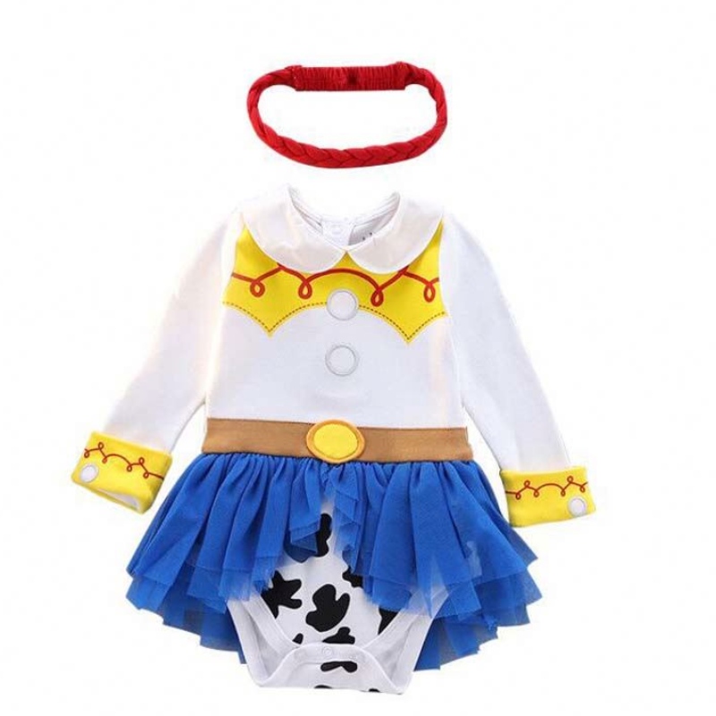 Cóisir lá breithe Oíche Shamhna Éadaí mhaisiúil Outfits Baby Girl Banphrionsa Costumes Romper Cowgirl le Headband HCTS-004