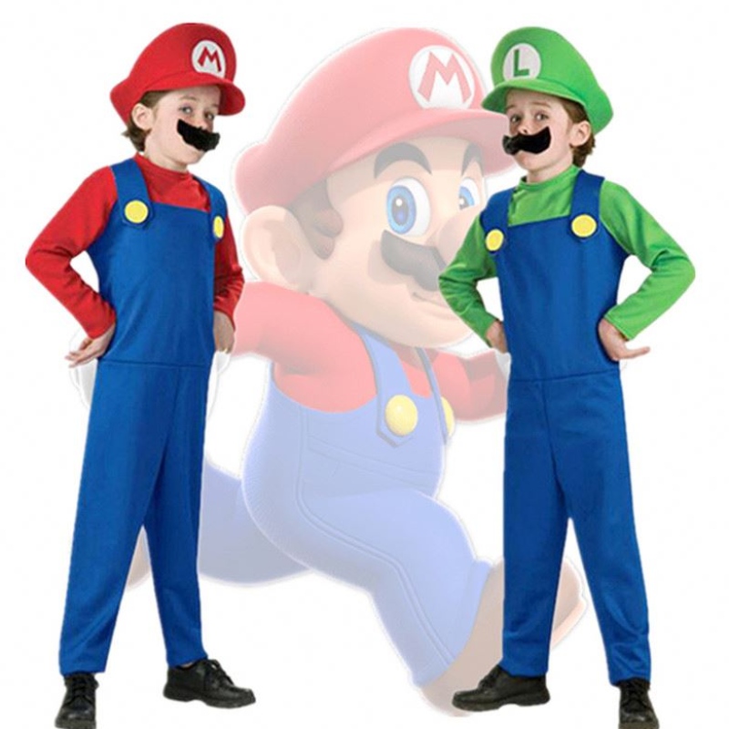 4-12y Páiste Super Mari Bros Cosplay Cosplay Suit Buachaill Cailín Cailín Oíche Shamhna Anime Fantasy Romer Luigi deartháireacha éadaí Hat Hat